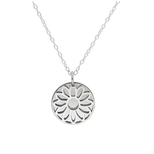 Collier en argent sterling avec fleur de naissance d'avril et étiquette gravable de 13 mm, 14 à 22 pouces
