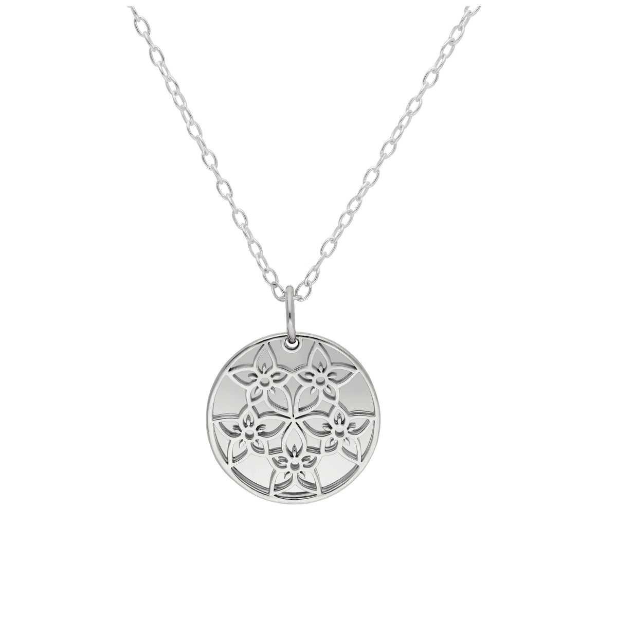 Collier en argent sterling avec fleur de naissance de juillet et étiquette gravable de 13 mm, 35 à 55 cm