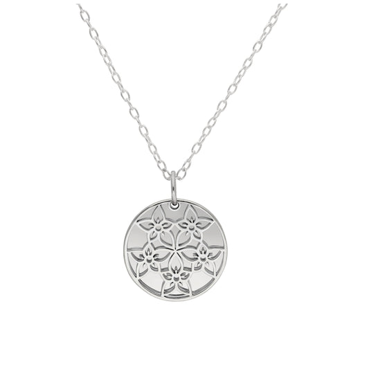 Collier en argent sterling avec fleur de naissance de juillet et étiquette gravable de 13 mm, 14 à 22 pouces