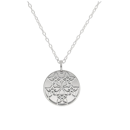 Collier en argent sterling avec fleur de naissance de juillet et étiquette gravable de 13 mm, 14 à 22 pouces