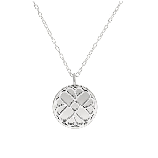 Collier en argent sterling avec fleur de souci d'octobre et étiquette gravable de 13 mm, 14 à 22 pouces