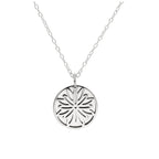 Collier en argent sterling avec fleur de naissance chrysanthème de novembre et étiquette gravable de 13 mm, 35 à 55 cm