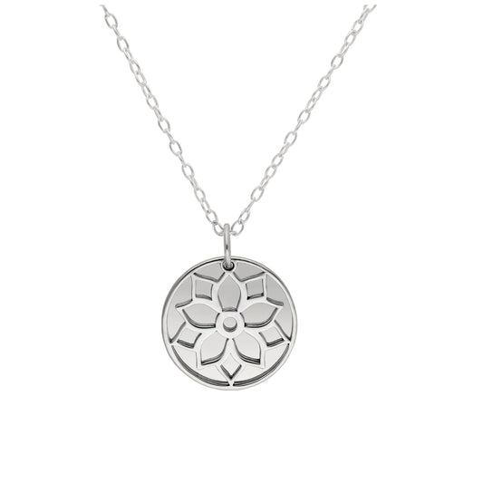 Collier en argent sterling avec fleur de poinsettia de décembre et étiquette gravable de 13 mm, 14 à 22 pouces