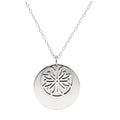 Collier en argent sterling avec fleur de chrysanthème et étiquette de 18 mm, 35 à 55 cm