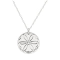 Collier en argent sterling avec fleur violette et étiquette de 18 mm, 35 à 55 cm