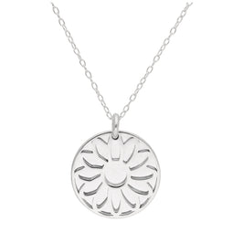 Collier en argent sterling avec marguerite et étiquette de 18 mm, 35 à 55 cm