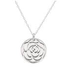 Collier en argent sterling avec fleur rose et étiquette de 18 mm, 35 à 55 cm