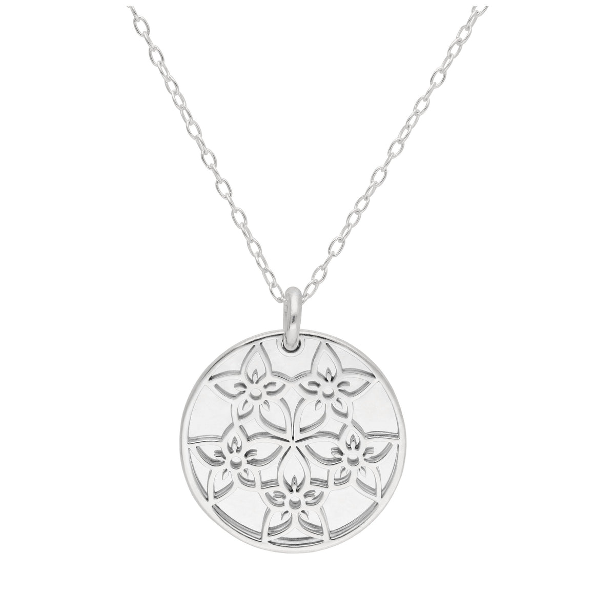 Collier en argent sterling avec fleur de pied d'alouette et étiquette de 18 mm, 35 à 55 cm