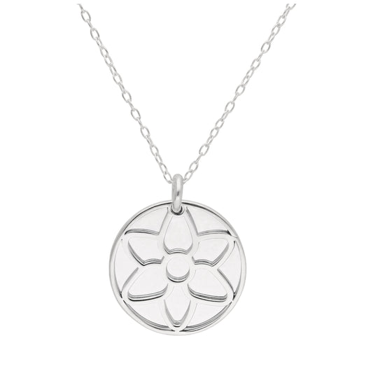 Collier en argent sterling avec fleur de glaïeul et étiquette de 18 mm, 14 à 22 pouces