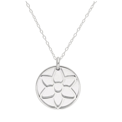 Collier en argent sterling avec fleur de glaïeul et étiquette de 18 mm, 14 à 22 pouces