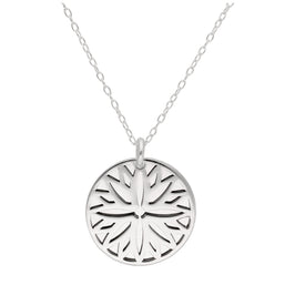 Collier en argent sterling avec fleur d'aster et étiquette de 18 mm, 35 à 55 cm