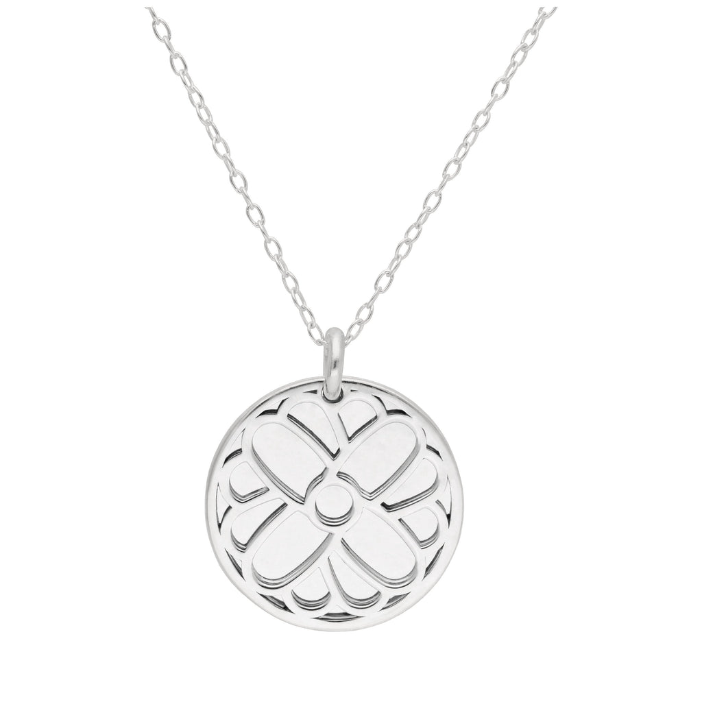 Collier en argent sterling avec fleur de souci et étiquette de 18 mm, 35 à 55 cm