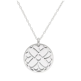 Collier en argent sterling avec fleur de souci et étiquette de 18 mm, 35 à 55 cm