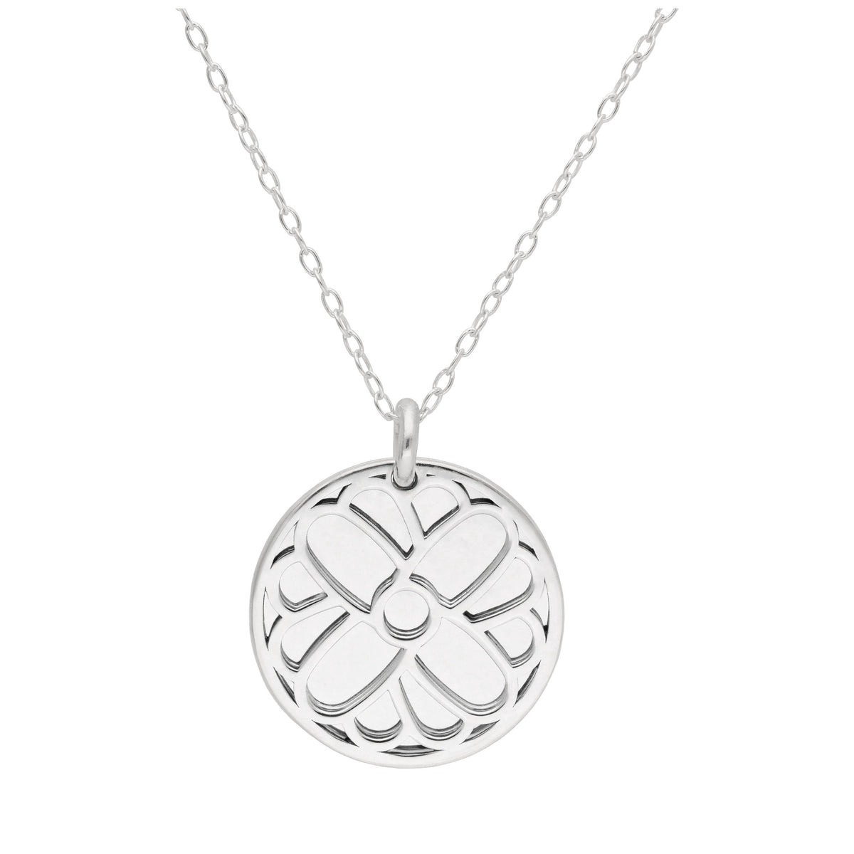 Collier en argent sterling avec fleur de souci et étiquette de 18 mm, 35 à 55 cm