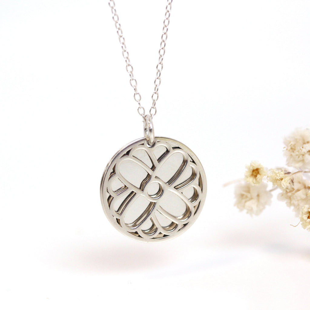 Collier en argent sterling avec fleur de souci et étiquette de 18 mm, 35 à 55 cm