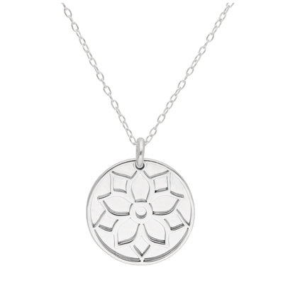 Collier en argent sterling avec fleur de poinsettia et étiquette de 18 mm, 14 à 22 pouces