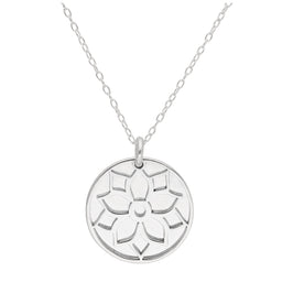 Collier en argent sterling avec fleur de poinsettia et étiquette de 18 mm, 35 à 55 cm