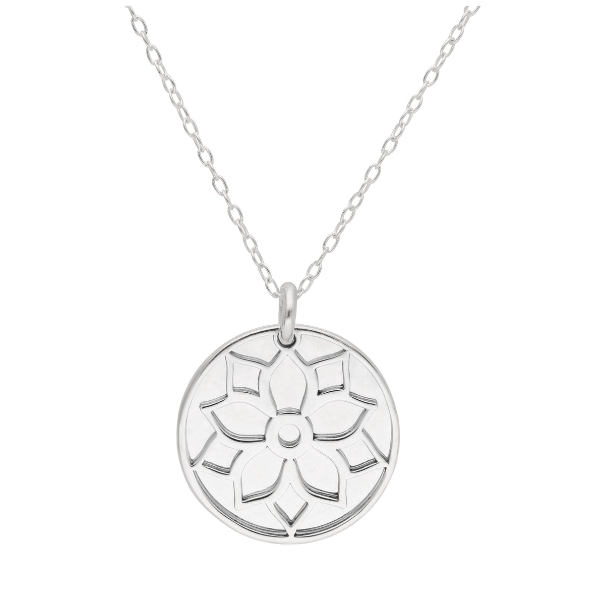 Collier en argent sterling avec fleur de poinsettia et étiquette de 18 mm, 35 à 55 cm