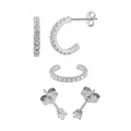 Ensemble de boucles d'oreilles créoles en argent sterling avec zircones cubiques de 10 mm et manchettes d'oreilles en zircones cubiques