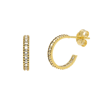 Boucles d'oreilles créoles en or 9 carats avec pierre de naissance et pavé de zircones cubiques