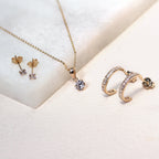 Boucles d'oreilles créoles en or 9 carats avec pierre de naissance et pavé de zircones cubiques