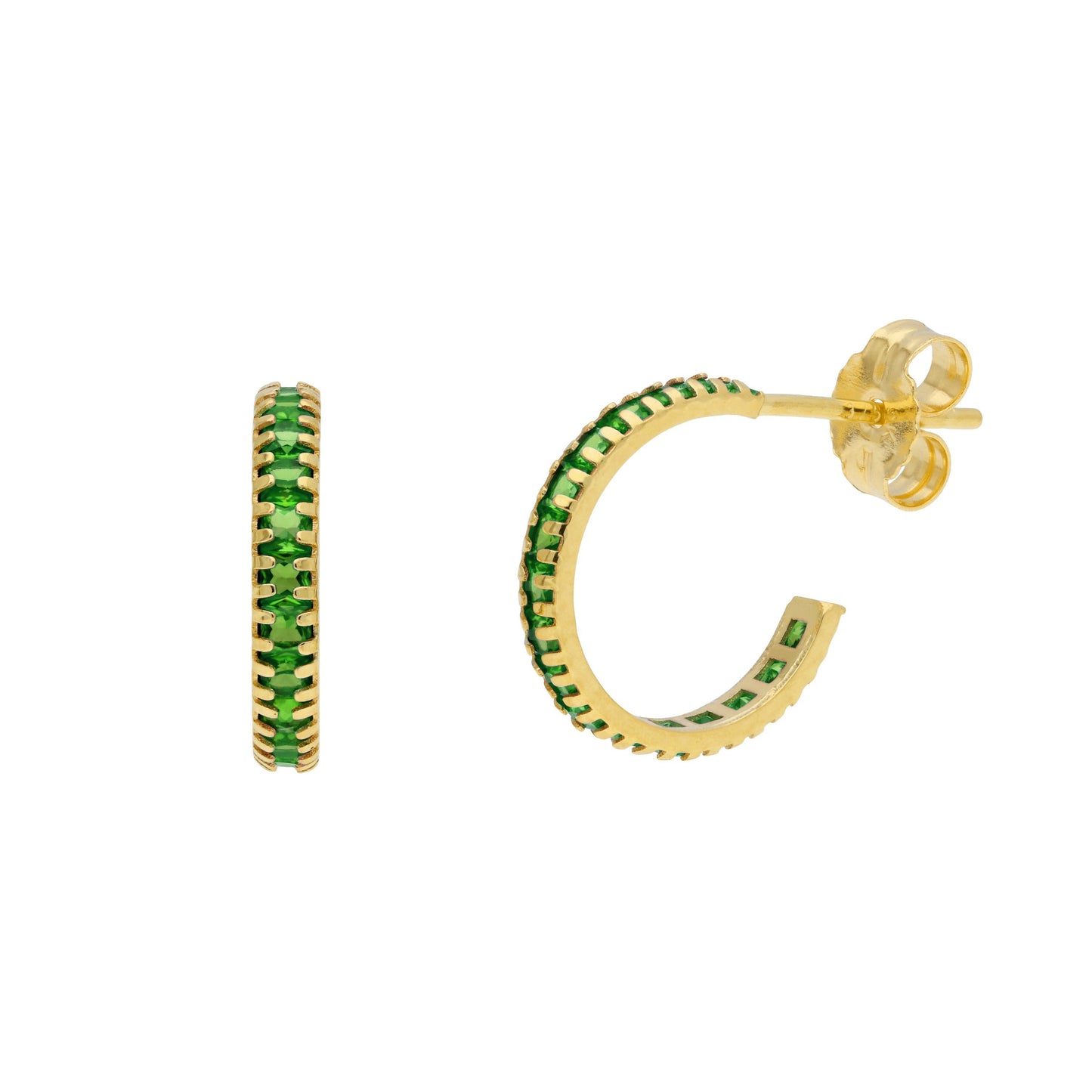 Boucles d'oreilles créoles en or 9 carats avec pierre de naissance et pavé de zircones cubiques