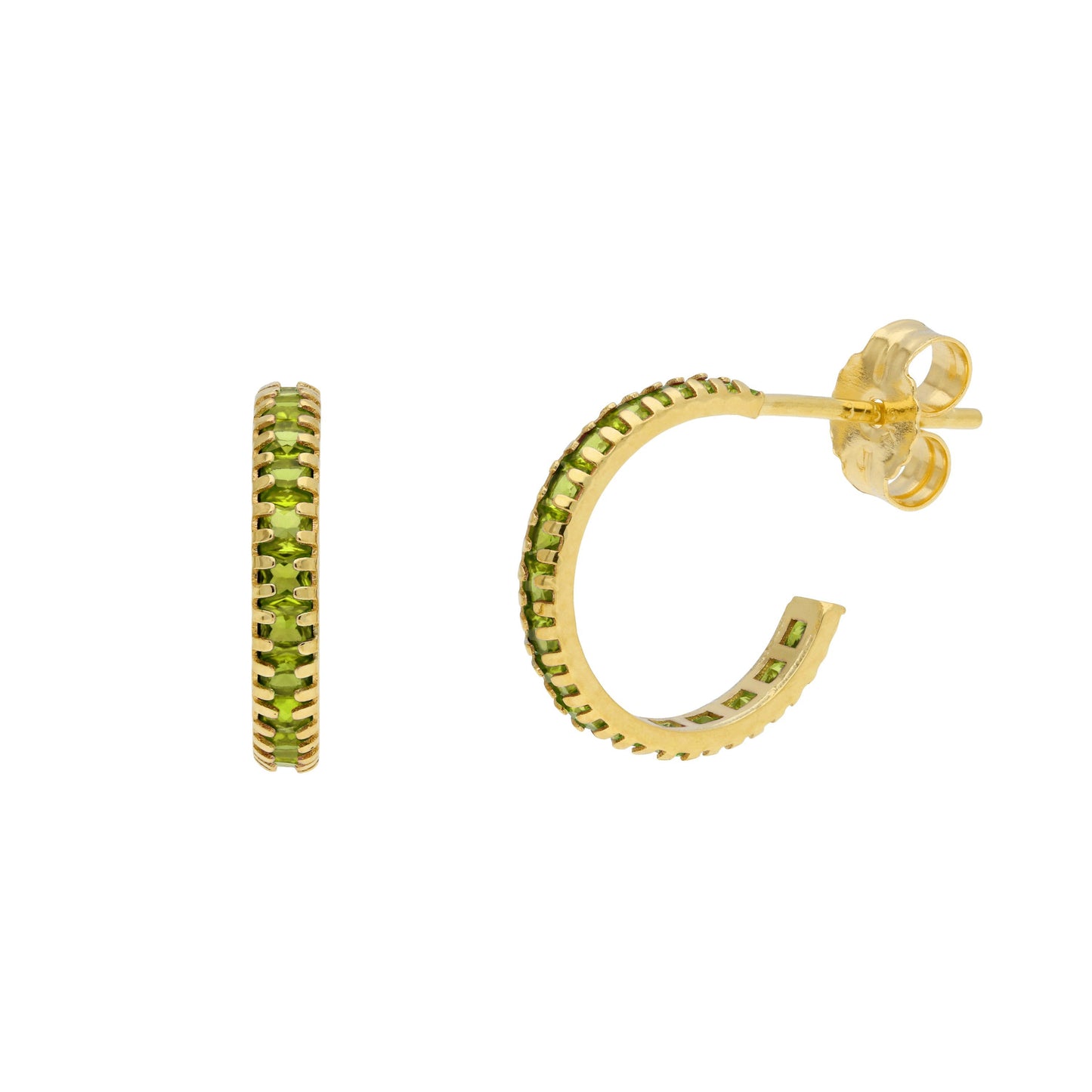 Boucles d'oreilles créoles en or 9 carats avec pierre de naissance et pavé de zircones cubiques