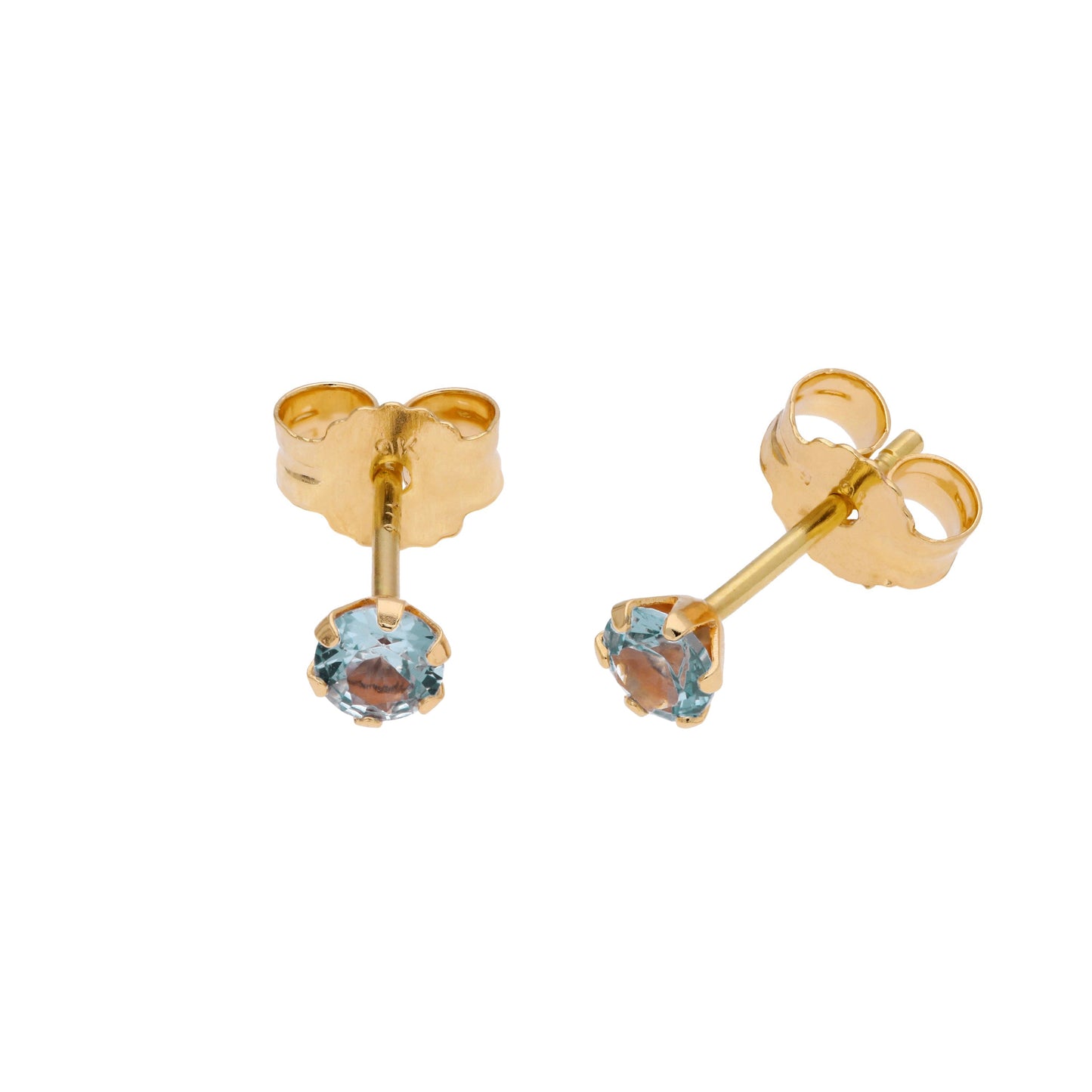 Boucles d'oreilles à tige rondes en or 9 carats avec pierre de naissance et zircone cubique