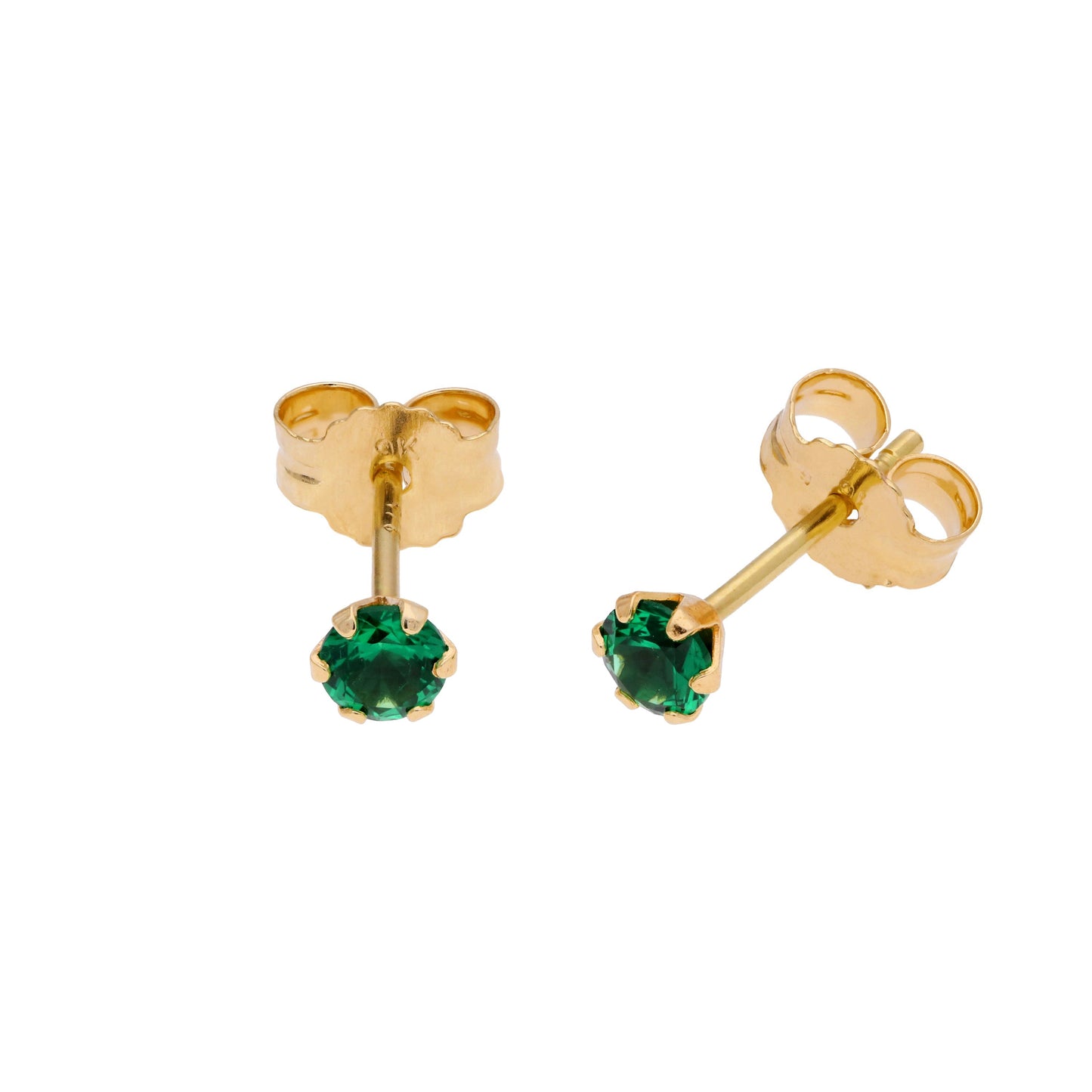 Boucles d'oreilles à tige rondes en or 9 carats avec pierre de naissance et zircone cubique