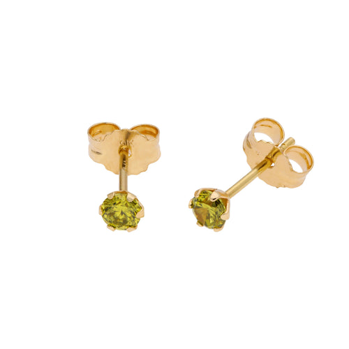 Boucles d'oreilles à tige rondes en or 9 carats avec pierre de naissance et zircone cubique