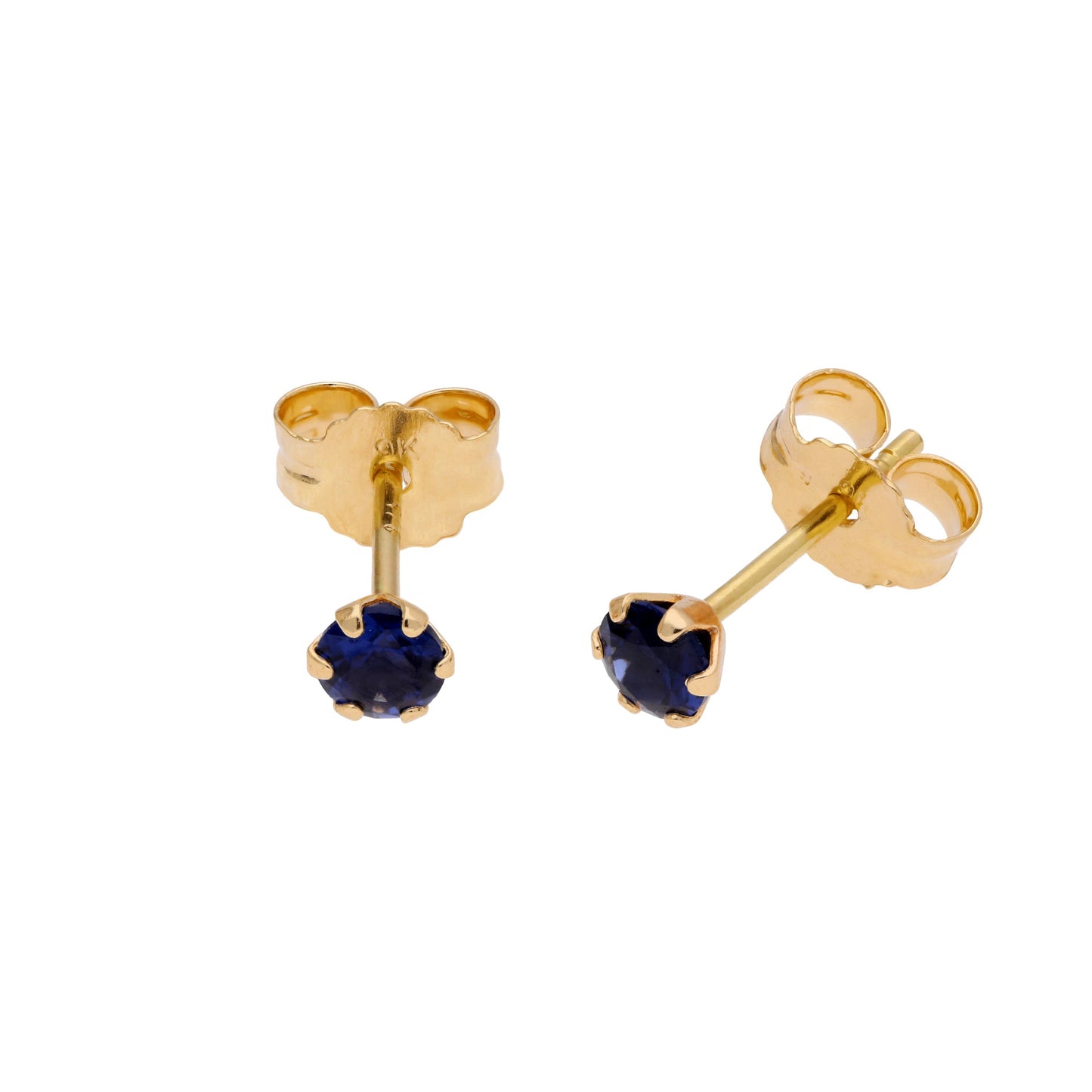 Boucles d'oreilles à tige rondes en or 9 carats avec pierre de naissance et zircone cubique