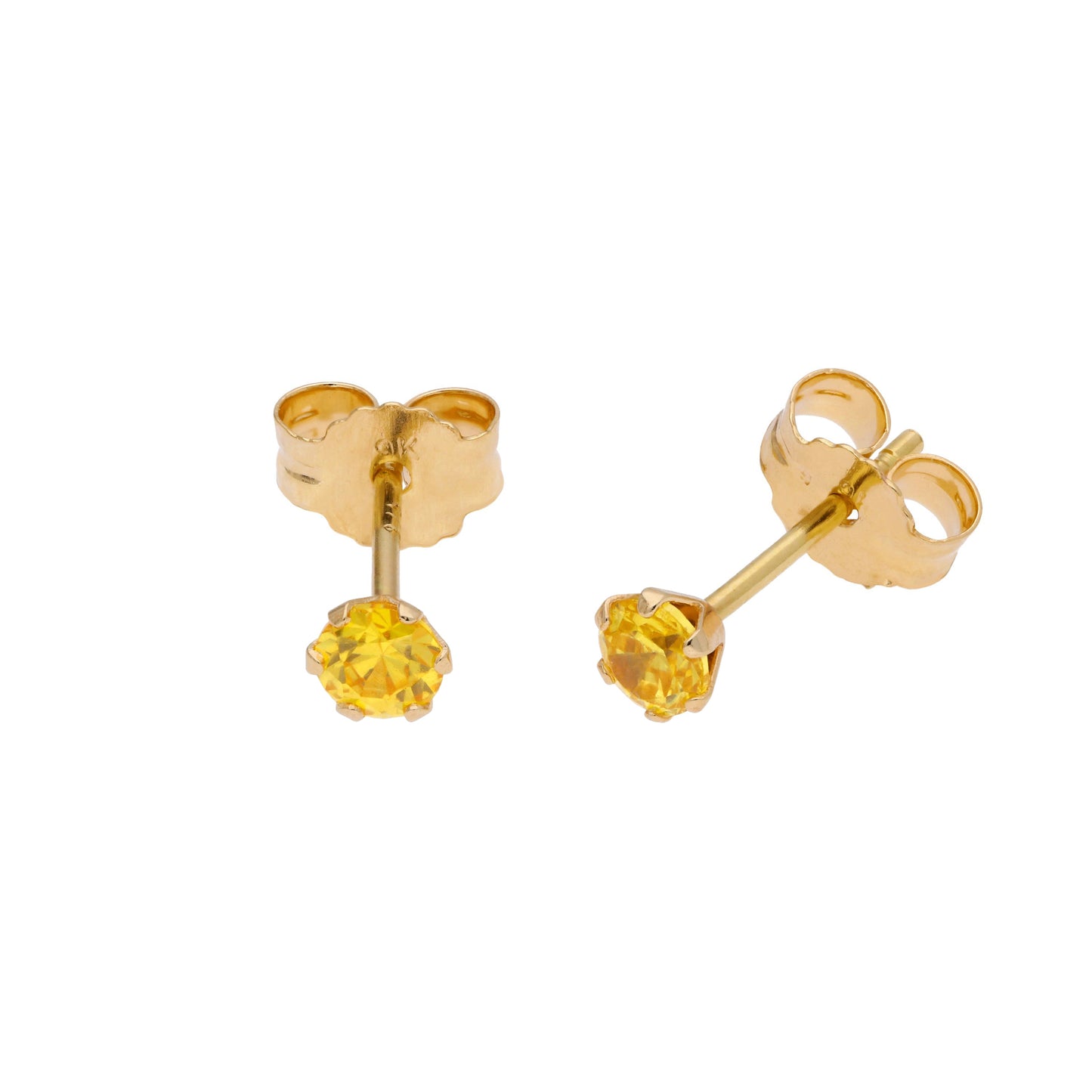 Boucles d'oreilles à tige rondes en or 9 carats avec pierre de naissance et zircone cubique