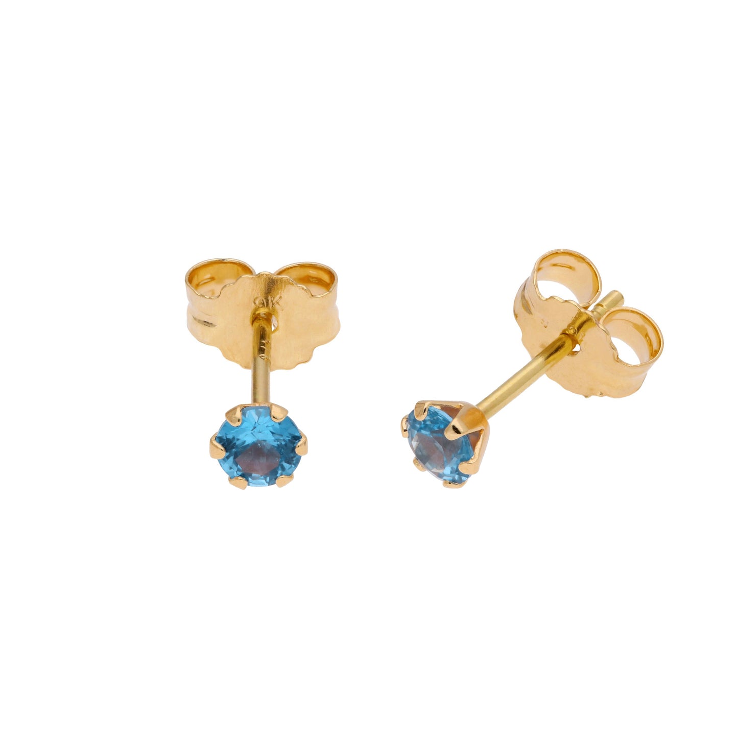Boucles d'oreilles à tige rondes en or 9 carats avec pierre de naissance et zircone cubique
