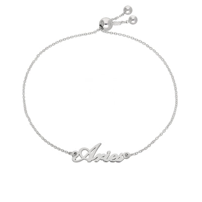 Bracelet réglable en argent sterling avec nom Bélier