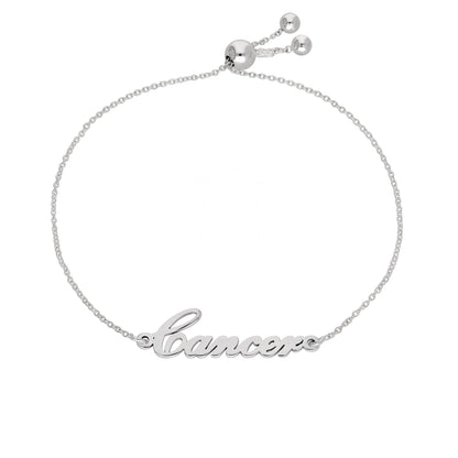 Bracelet réglable en argent sterling avec nom Cancer