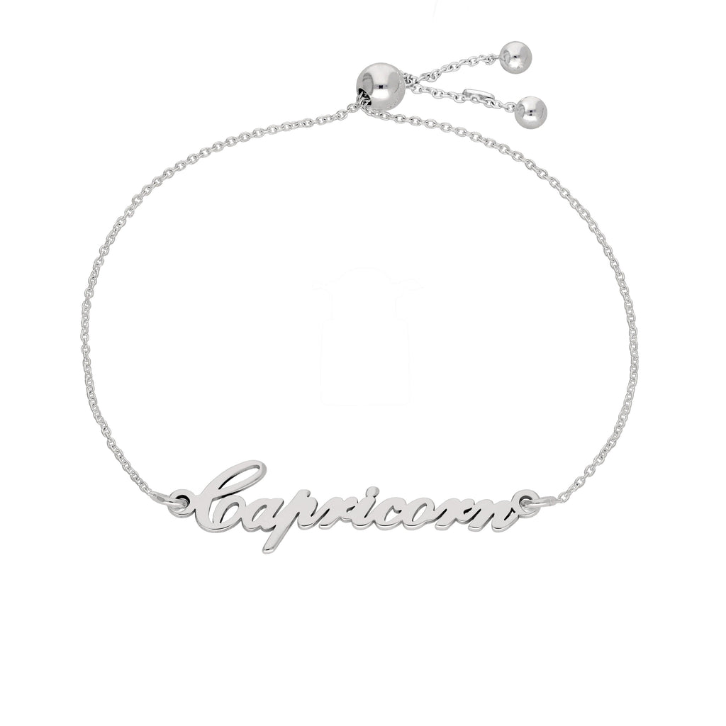 Bracelet réglable en argent sterling avec nom Capricorne