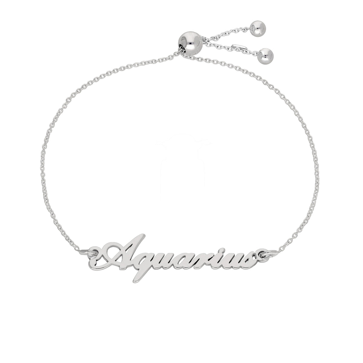 Bracelet réglable en argent sterling avec nom Verseau