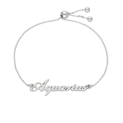 Bracelet réglable en argent sterling avec nom Verseau