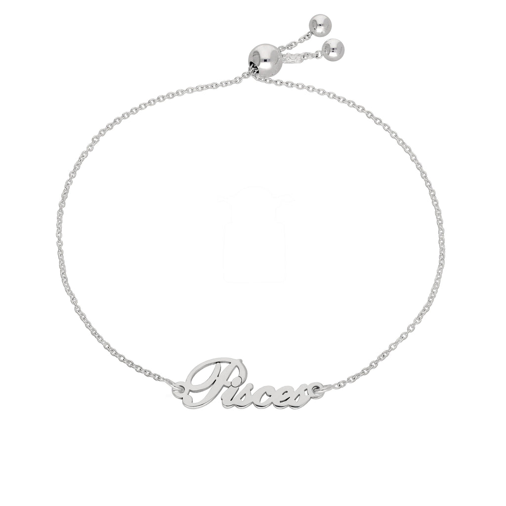 Bracelet réglable en argent sterling avec nom Poissons
