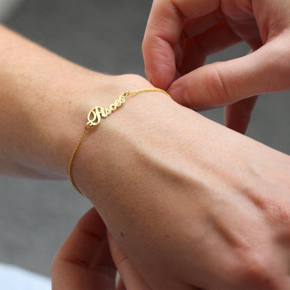 Bracelet réglable en argent sterling avec nom Poissons