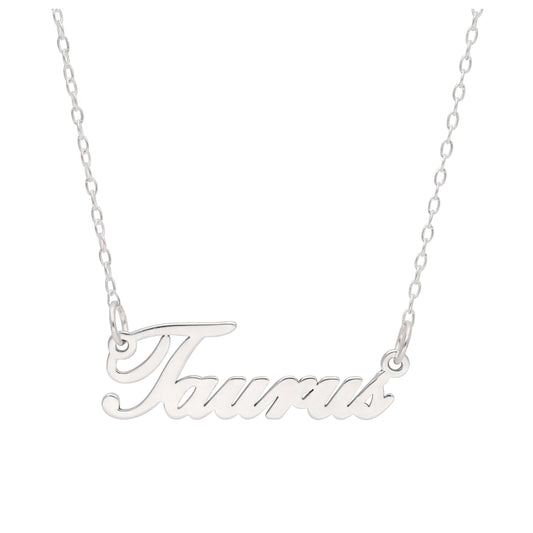 Collier en argent sterling avec signe astrologique du Taureau, 43 cm
