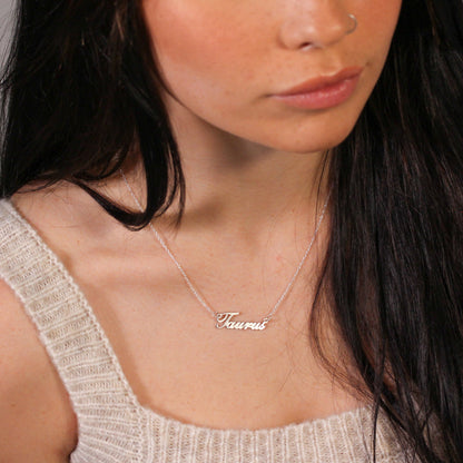 Collier en argent sterling avec signe astrologique du Taureau, 43 cm