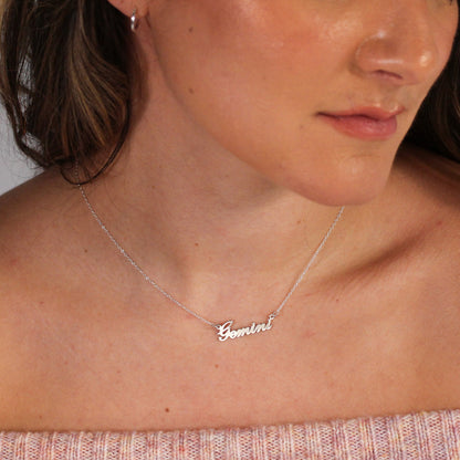 Collier signe astrologique Gémeaux en argent sterling de 43 cm