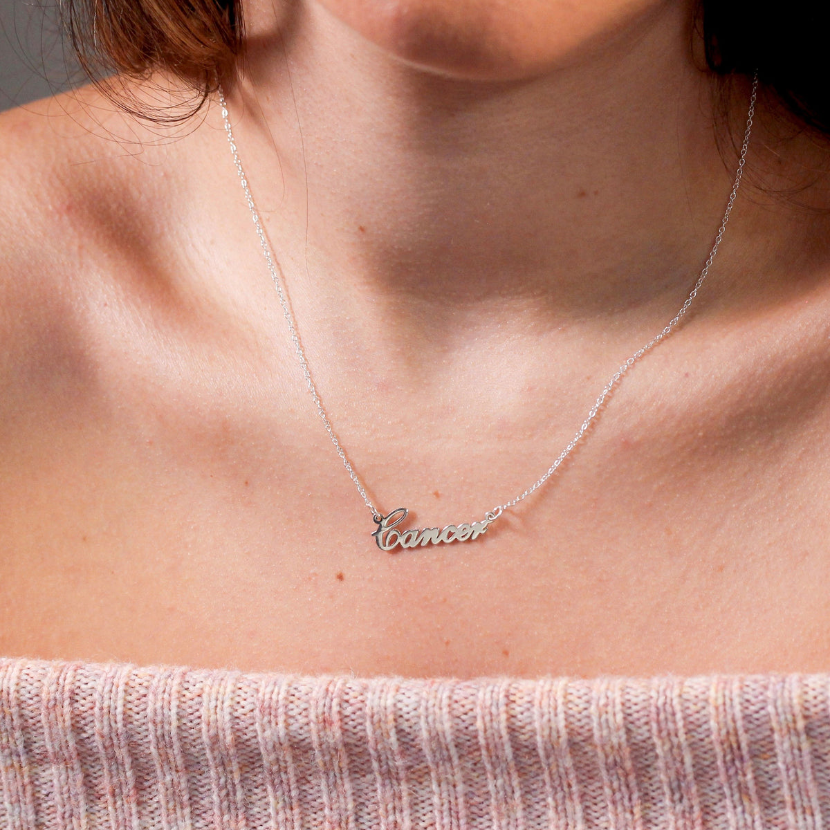 Collier en argent sterling avec le signe astrologique du Cancer, 43 cm