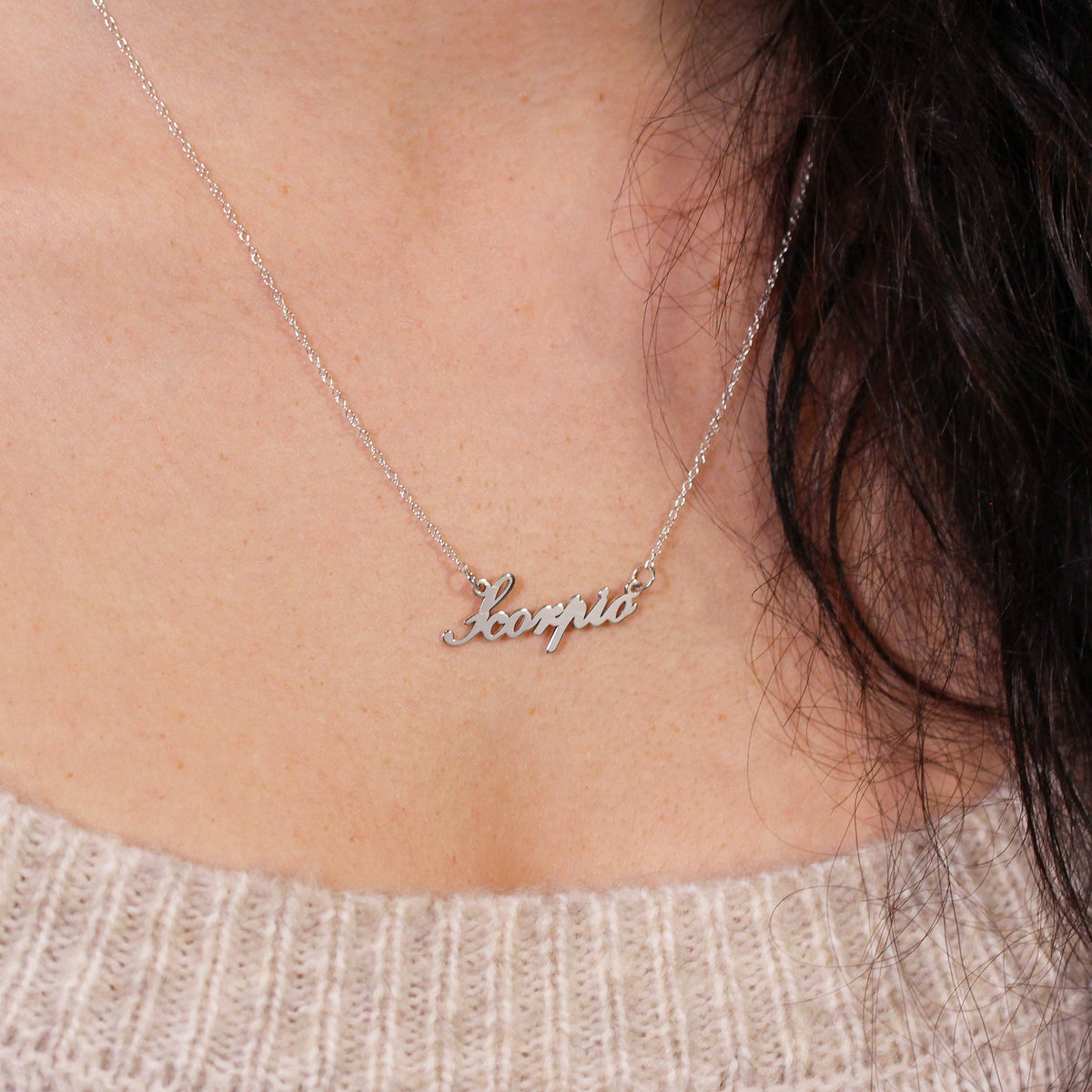 Collier signe astrologique Scorpion en argent sterling de 43 cm