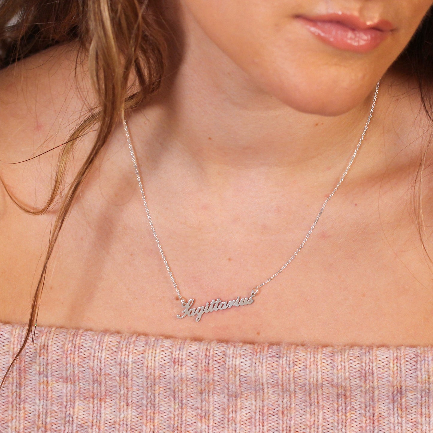 Collier en argent sterling avec signe astrologique du Sagittaire de 43 cm