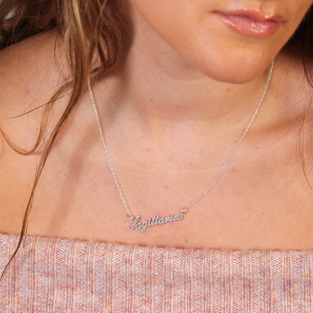 Collier en argent sterling avec signe astrologique du Sagittaire de 43 cm
