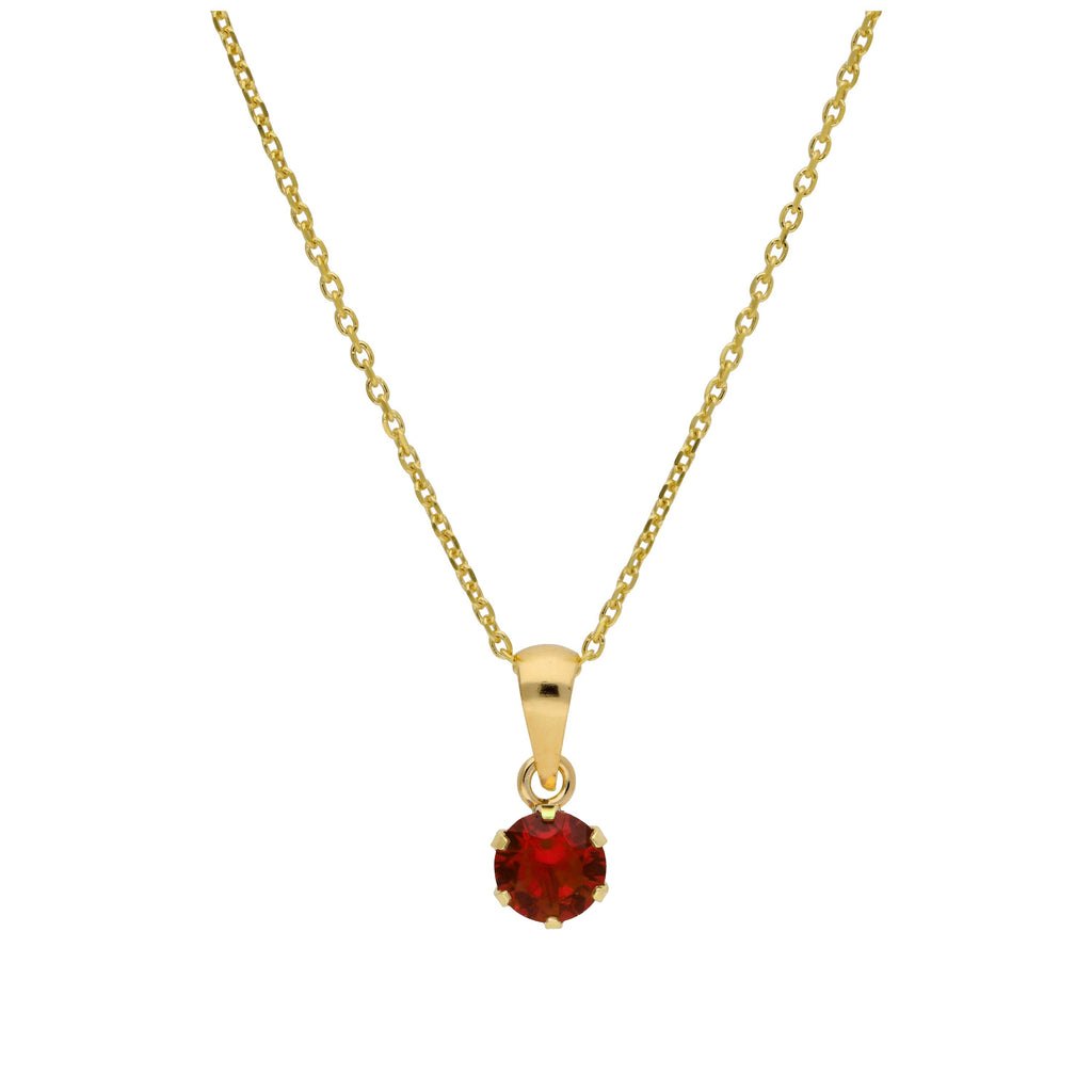 Collier en or 9 carats avec grenat rond de 5 mm et zircone cubique, 40 à 50 cm