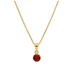 Collier en or 9 carats avec grenat rond de 5 mm et zircone cubique, 40 à 50 cm