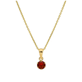 Collier en or 9 carats avec grenat rond de 5 mm et zircone cubique, 40 à 50 cm